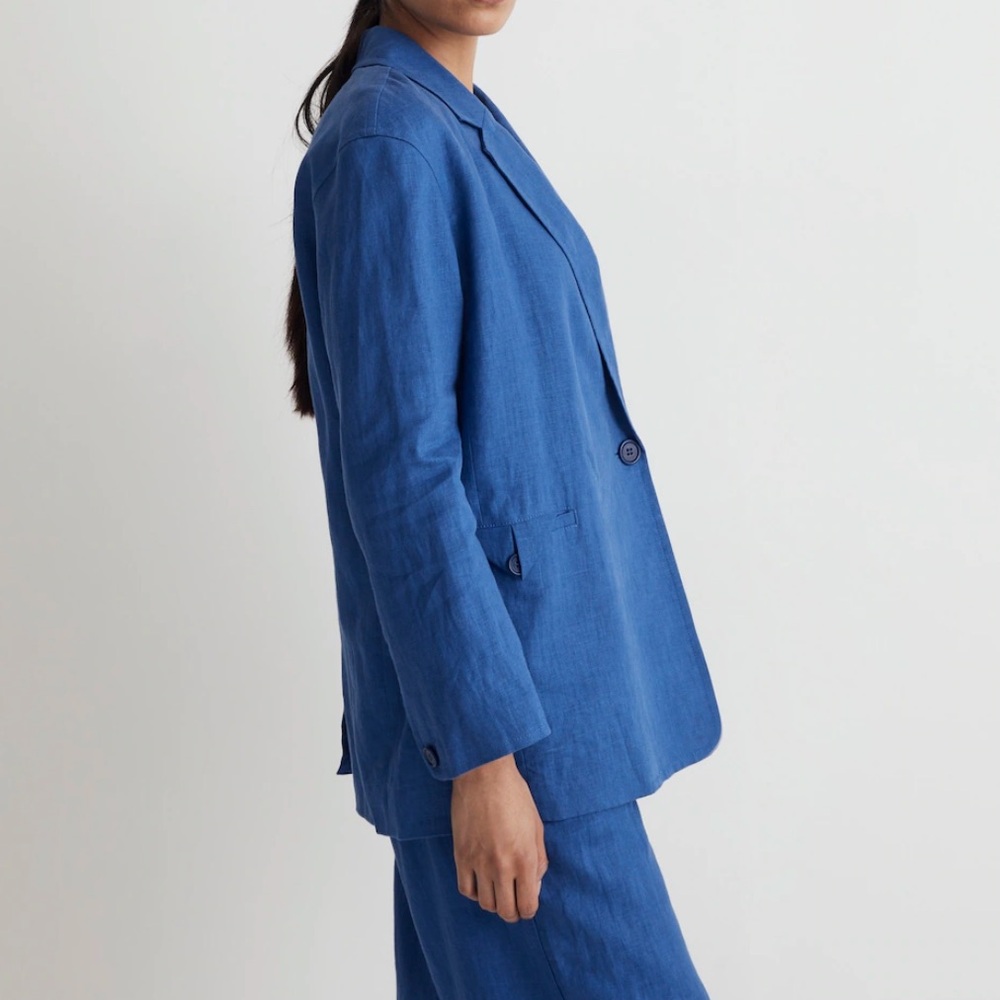 Madewell Double-Breasted Crossover Blazer in 100% Linen